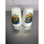 Vintage Mushroom Pond Frog Salt & Pepper Shakers Ceramic Taiwan 1970s