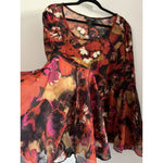 Ashley Stewart Size (22/24) Colorful Earth Tone Floral 3/4 Bell Sleeve Blouse