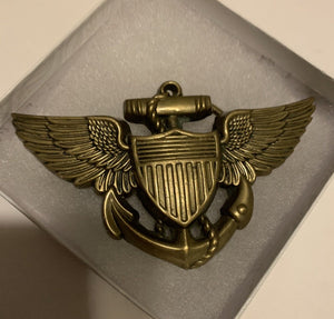 Vintage Navy Pilot Wings Solid Brass Belt by Baron buckle 1979