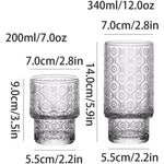 Retro Embossed Glass, Highball, Rock Glasses, Cold Beverages 8 Pack - 2 Sizes