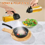 16oz Glass Olive Oil Sprayer - 2 in 1 Spray & Pour Olive Oil Dispenser w/Labels