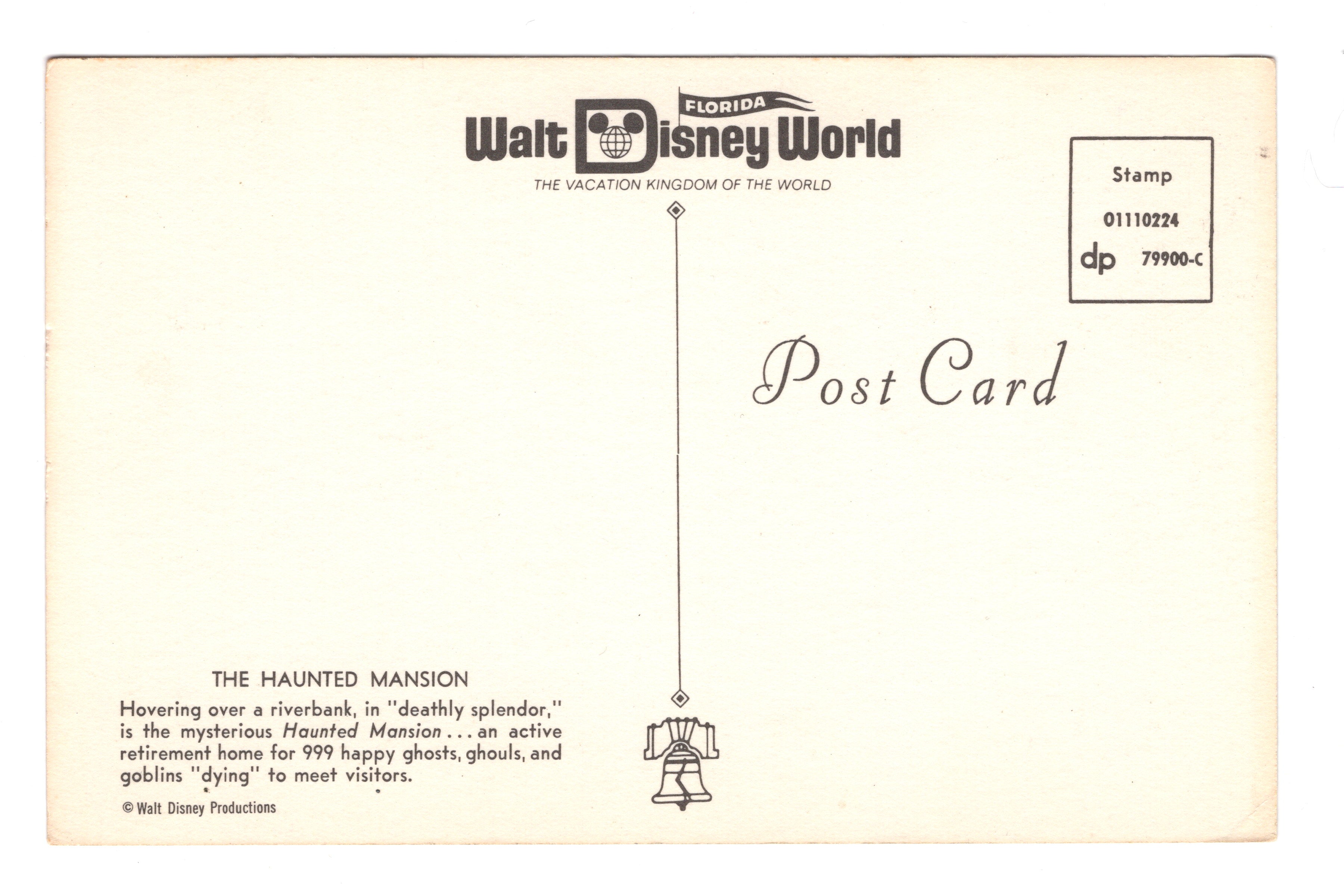 The Haunted Mansion at Walt Disney World, Florida, Vintage Post Card.