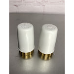 Vintage Retro Column Pillar Salt & Pepper Shakers White Gold Plastic
