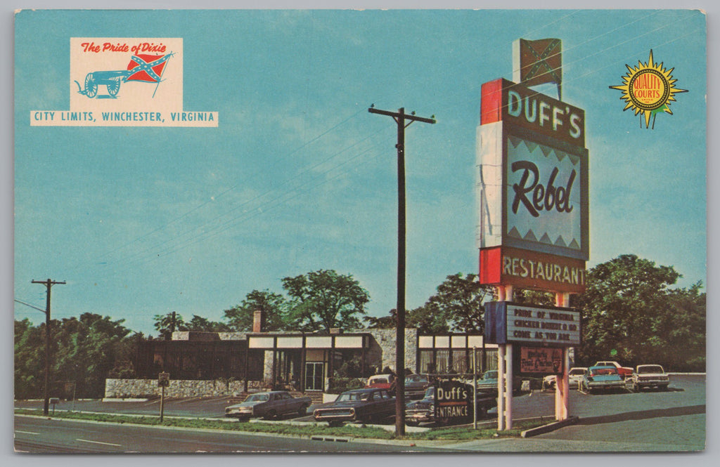 Duff’s Quality Court Resort Motel, Winchester, Virginia, Vintage Post Card.