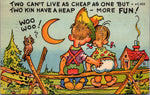 Two Cant Live As Cheap As One, Greeting Card, Vintage Post Card