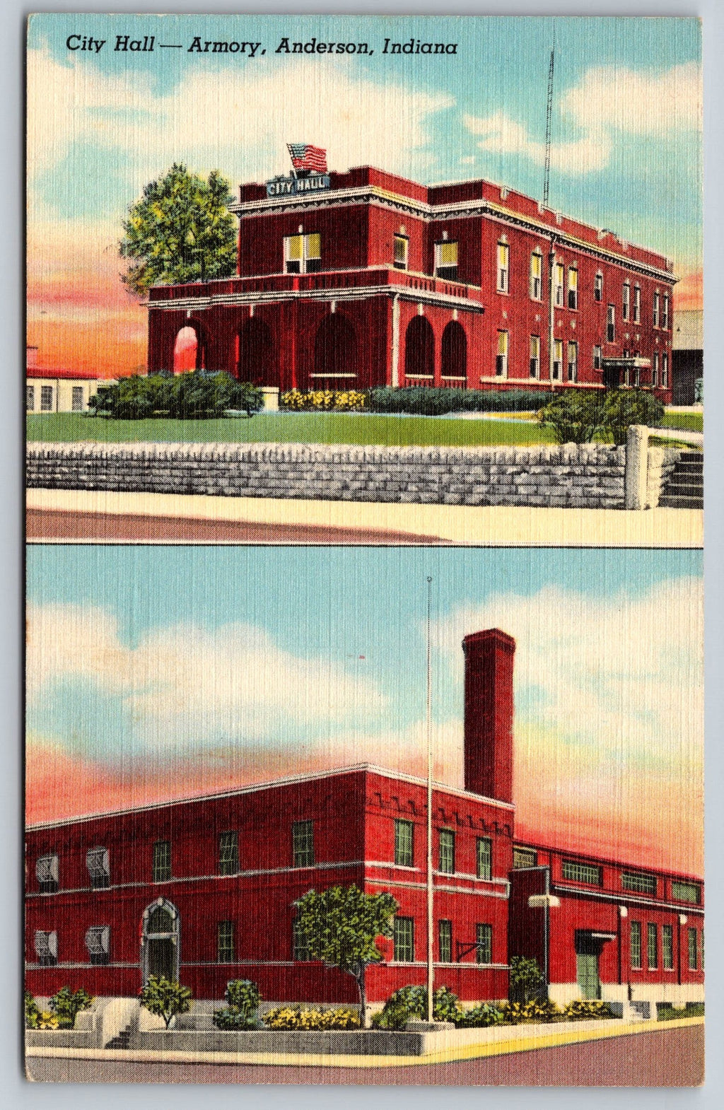 City Hall Anderson, Indiana, USA, Vintage Post Card