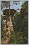 A Dog Leaping Over The Chasm At Stand Rock, Wisconsin Dells, Vintage Post Card.