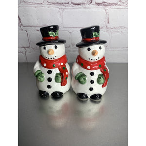 Vintage AMC NY Ceramic Snowman Salt & Pepper Shakers Taiwan 1980s