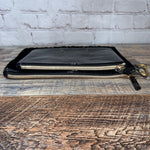 Kendall + Kylie Envelope Clutch Cosmetic Zip Pouch Gift Pack Black Patent Velvet