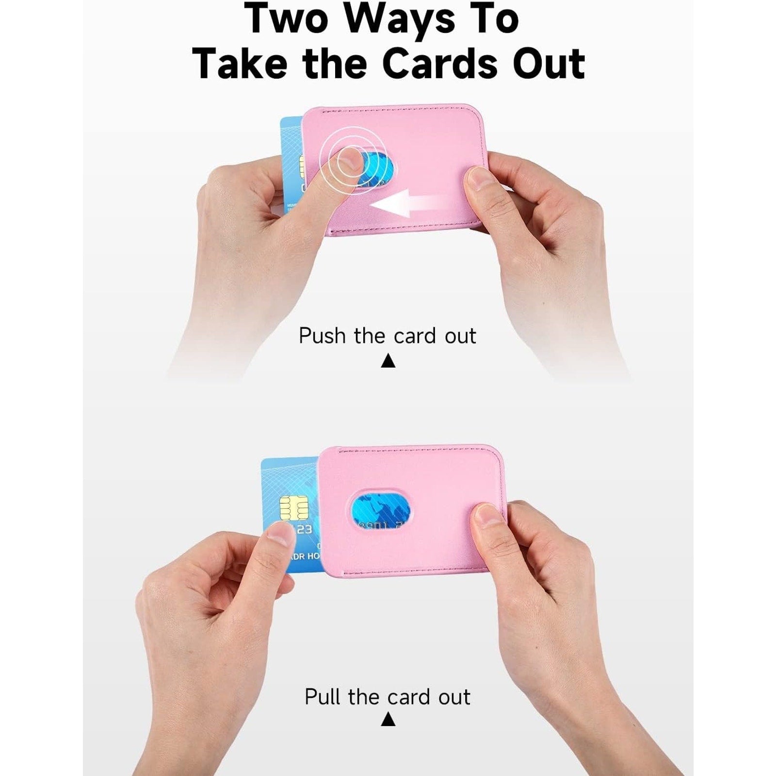 Magnetic Card Wallet Holder w/MagSafe for iPhone 15, 14, 13,Max/Plus/Pro-Pink