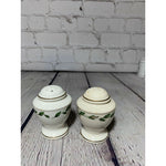 Vintage MCM White Rose Vines Handpainted Fine Porcelain Salt & Pepper Shakers