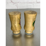 Vintage Mini Wood Salt & Pepper Shakers w/Painted Roosters Design 2 1/4”h