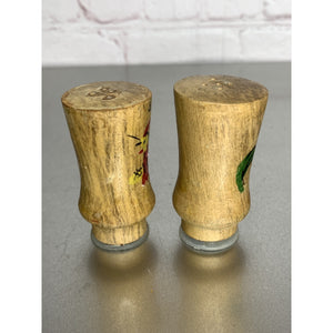 Vintage Mini Wood Salt & Pepper Shakers w/Painted Roosters Design 2 1/4”h