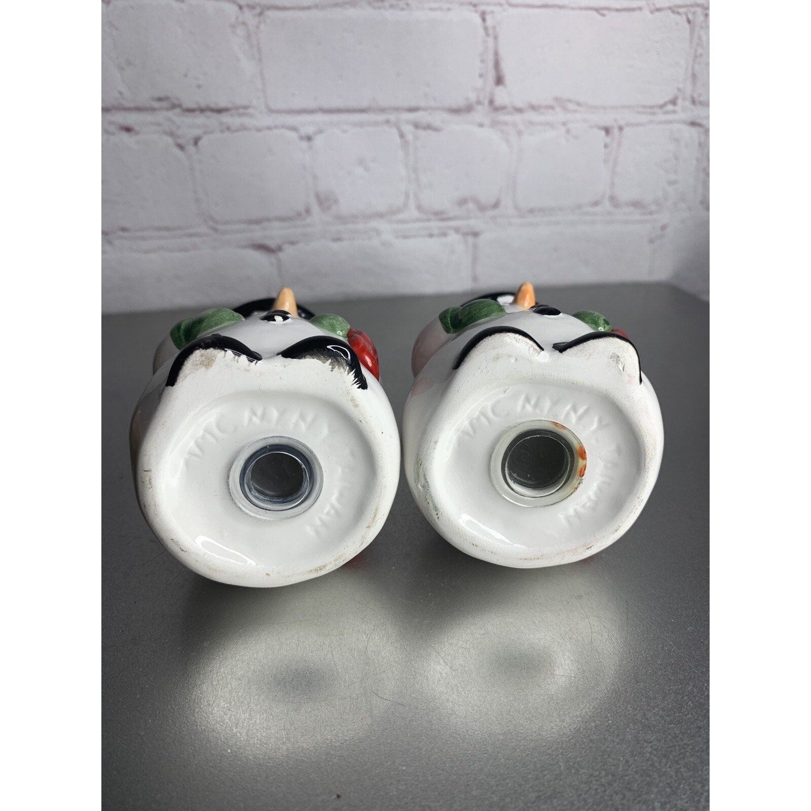 Vintage AMC NY Ceramic Snowman Salt & Pepper Shakers Taiwan 1980s