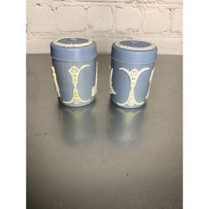 Vintage Salt & Pepper Shakers Hong Kong Blue w/White Colonial Scenes