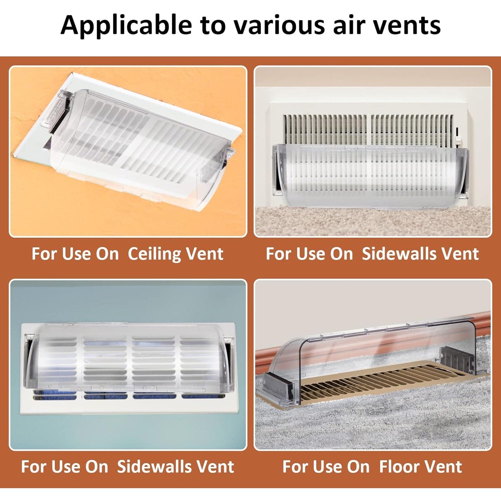 2 Pack Air & Heat Deflector for Vents, Adjustable from 8.5" to 15"