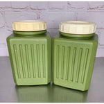 Vintage Bee Plastics Salt & Pepper Shakers Avocado Green Large 1960s