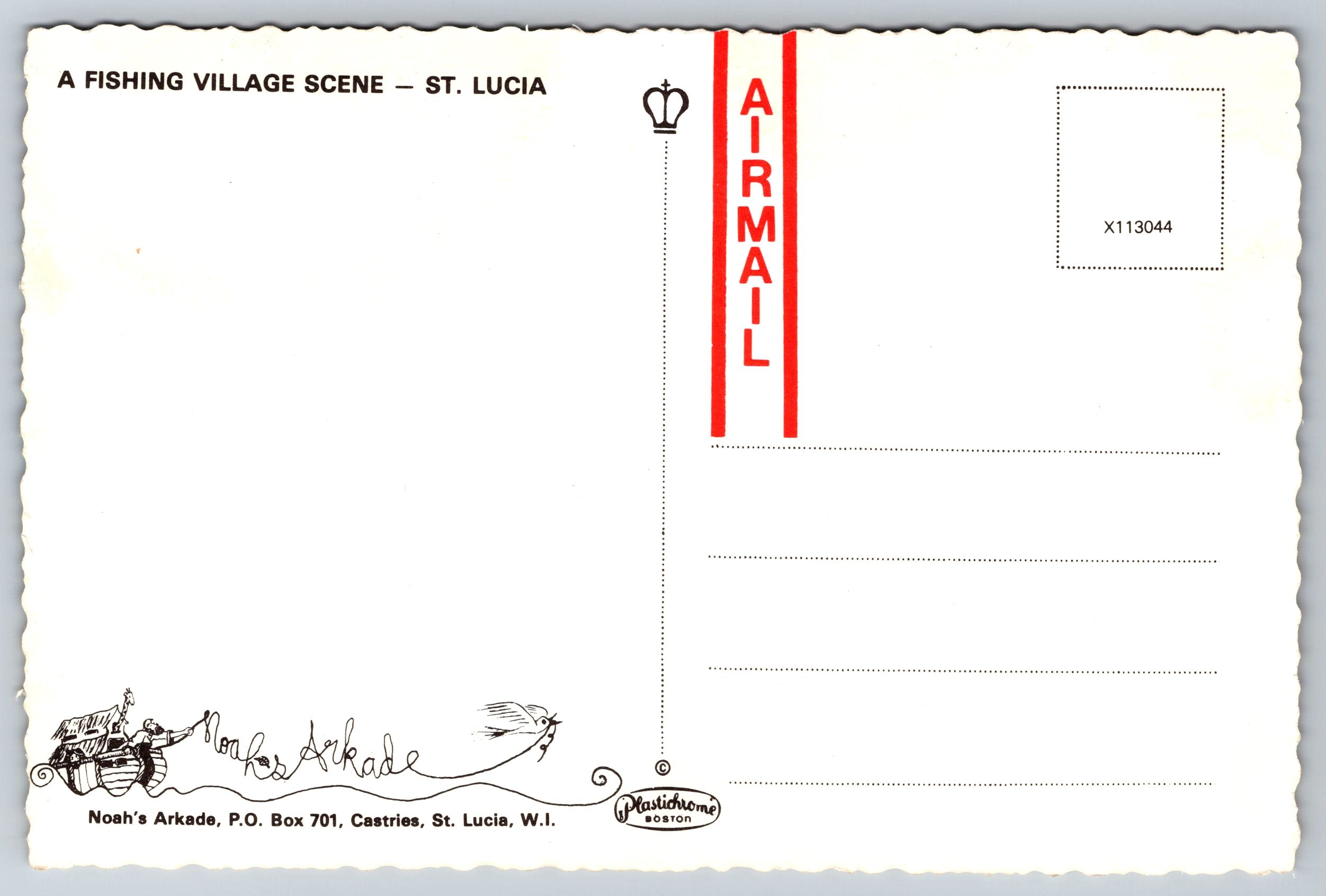 St. Lucia, Fishing Village, USA, Vintage Post Card