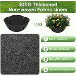Hanging Planter Basket Liners 4 Pack 14" Round Fabric Liners w/Snaps Woven Black