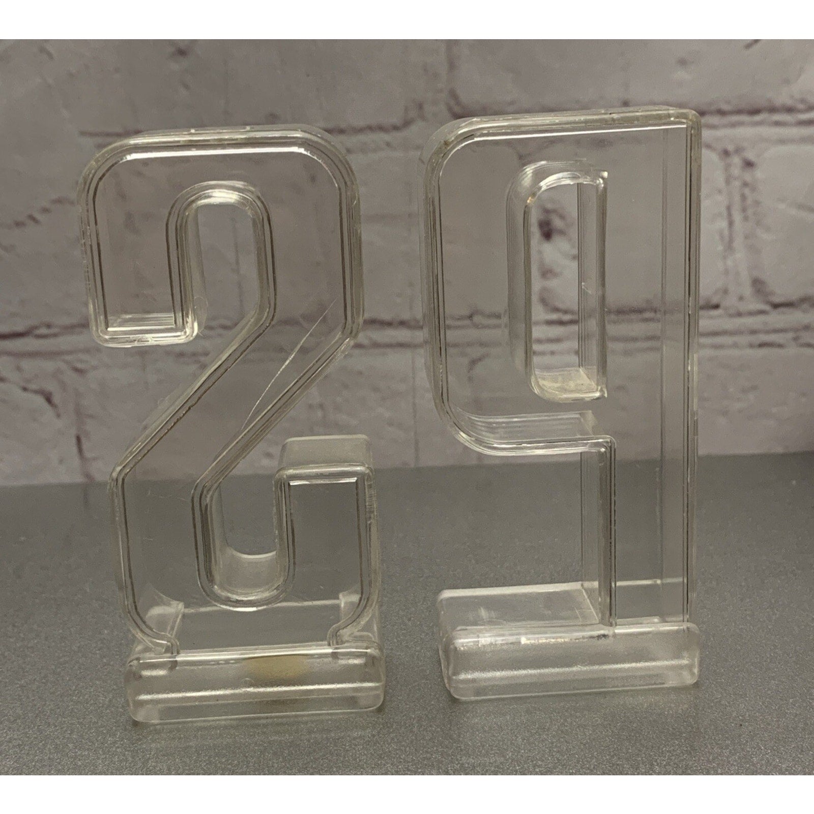 Vintage Letters S and P Clear Plastic Salt & Pepper Shakers Retro Hong Kong