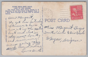 Horseshoe Bend Drive, Lake Of The Ozarks, Missouri, USA, Vintage Post Card.