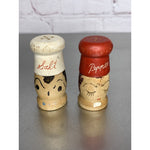 Vintage Wood Him/Her Mr. Mrs. Chef Salt & Pepper Shakers Miniatures 2 1/2”h