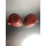 Vintage Mason Jar Ceramic Speckled Coated Salt & Pepper Shakers Burgundy