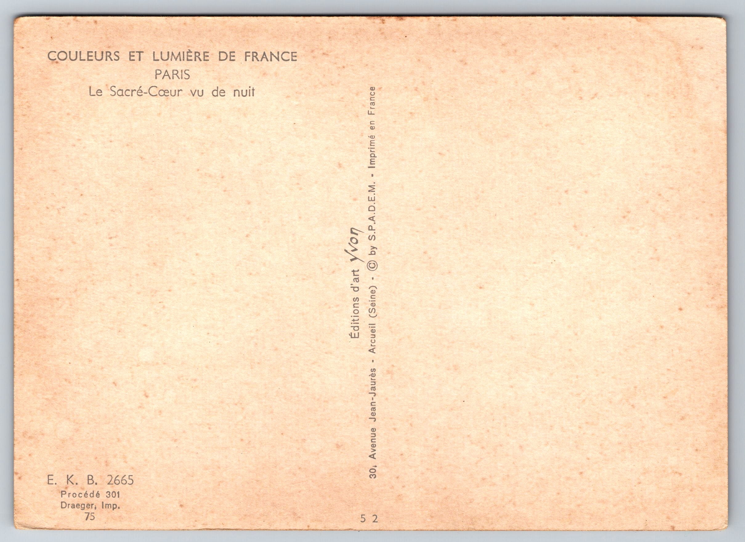 Couleurs Et Lumiere De France, Paris, Vintage Post Card