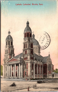 Catholic Cathedral, Wichita, Kansas, USA, Vintage Post Card
