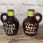 Vintage Little Brown Jug Salt & Pepper Shakers Ceramic Japan