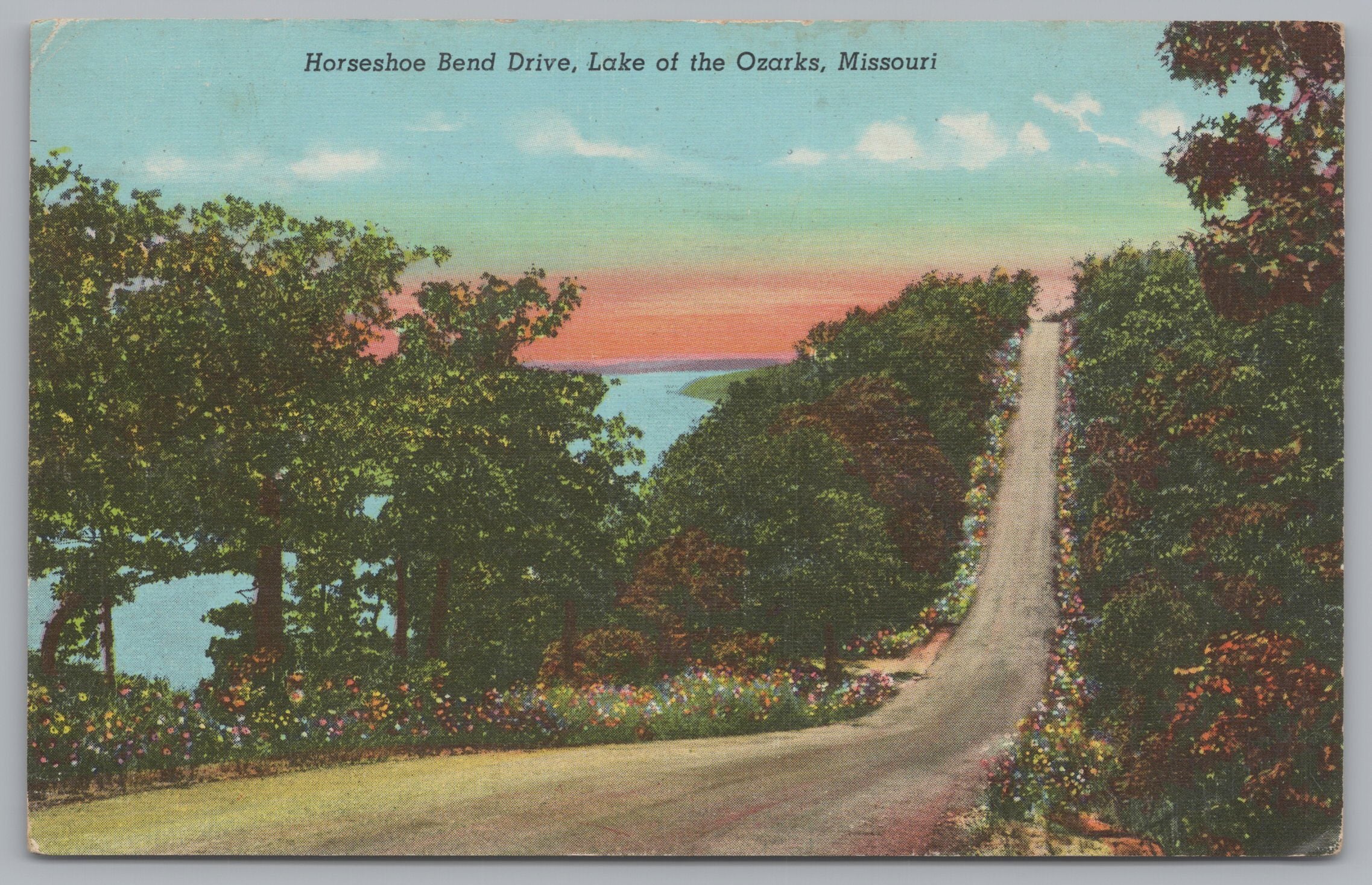 Horseshoe Bend Drive, Lake Of The Ozarks, Missouri, USA, Vintage Post Card.