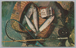 Fishing, Trout, Tackle Box, Fishing Gear, Vintage Post Card