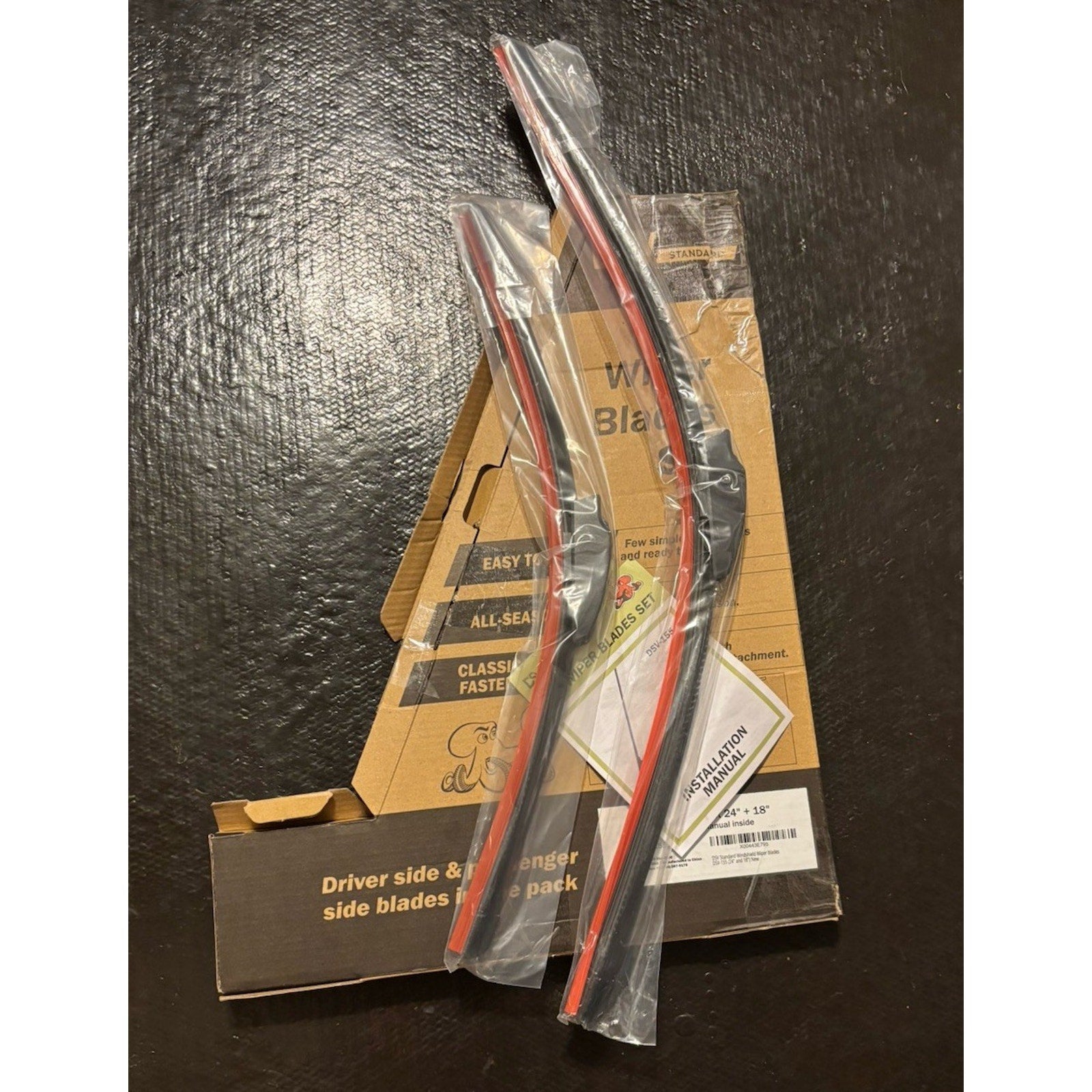 Windshield Wiper Blades, OEM Quality 24” & 18” DSV Standard U-Flat Wiper Blades