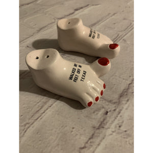 Vintage Walked My Feet Off In Texas Salt & Pepper Shakers Japan