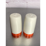 Vintage Retro Column Pillar Salt & Pepper Shakers White Red Plastic