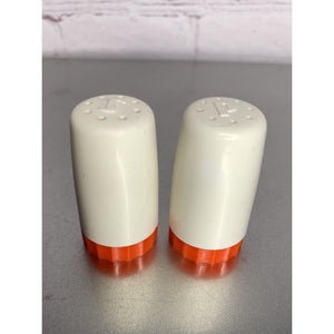 Vintage Retro Column Pillar Salt & Pepper Shakers White Red Plastic