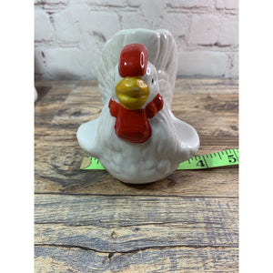 Ceramic Chicken Hen Salt Pepper Shaker Napkin Holder
