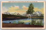 Teton Mountains, Jackson Lake, Grand Teton National Park, Vintage PC
