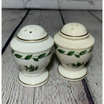 Vintage MCM White Rose Vines Handpainted Fine Porcelain Salt & Pepper Shakers