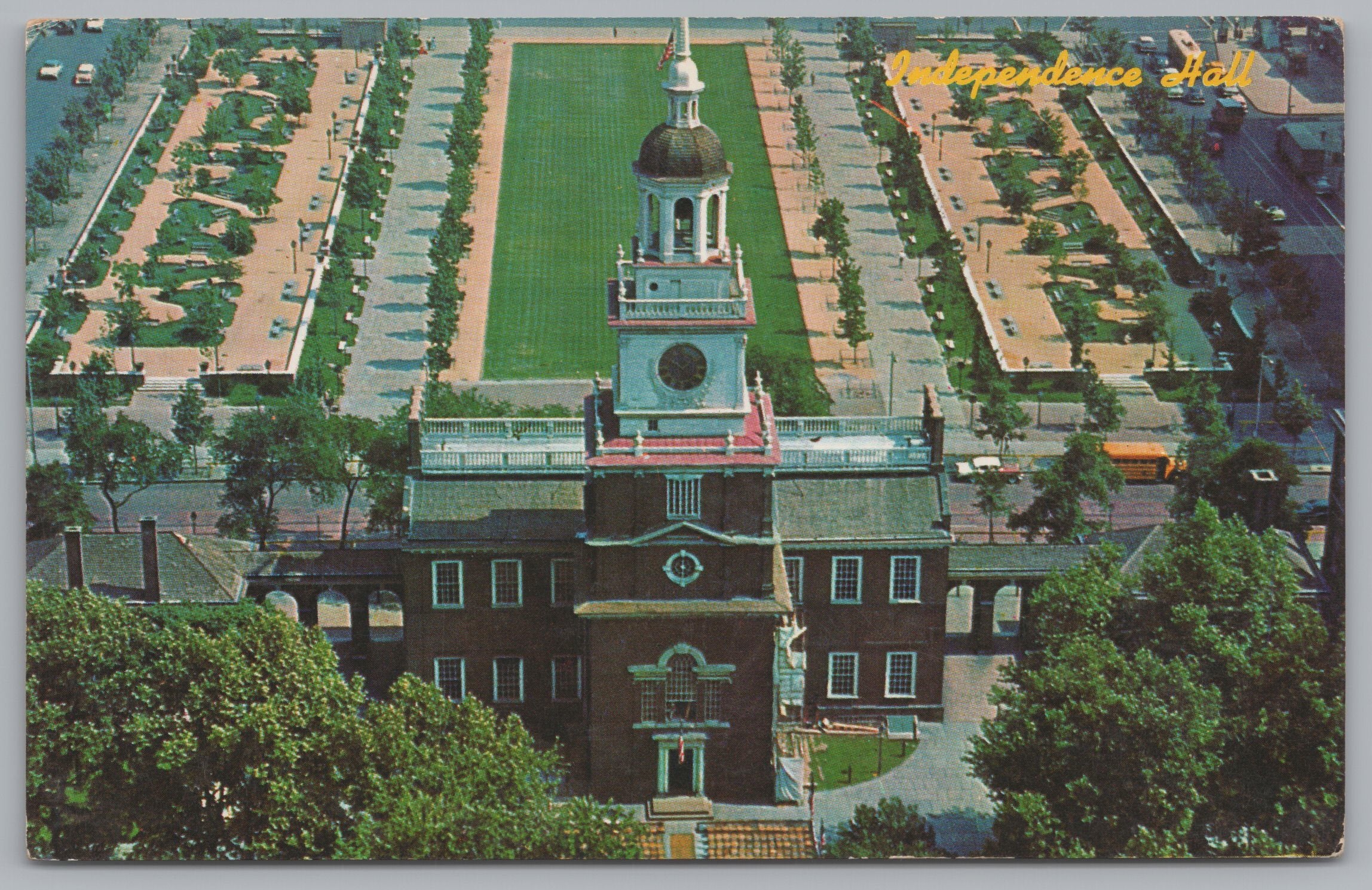 Independence Hall And Mall, Chestnut Street, Vintage Post Card.