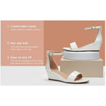 Girls Wedge Heel, Open Toe, Ankle Buckle Strap, Faux Patent Leather Dress Sandal