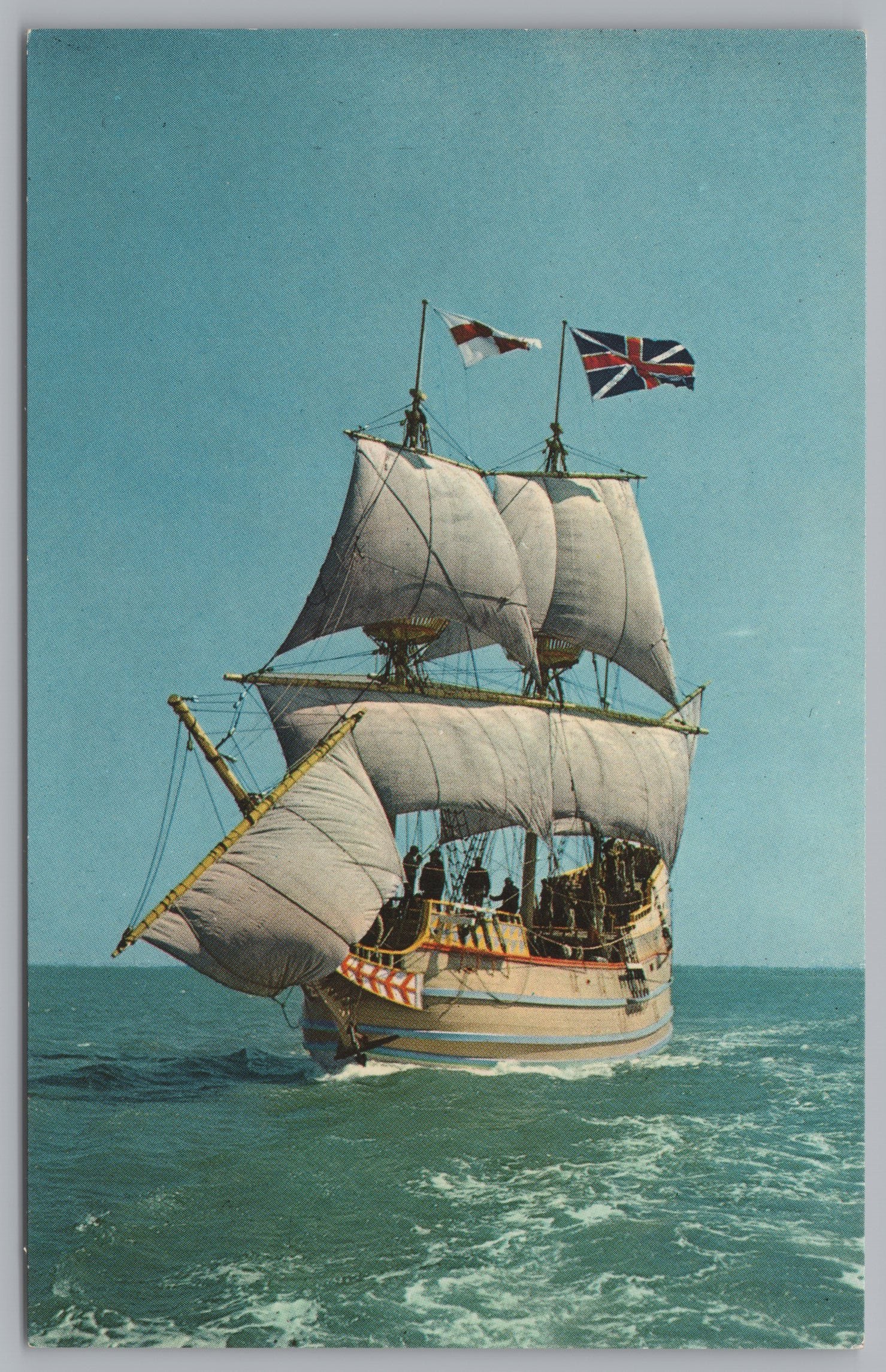 The Susan Constant, Full Sail In Chesapeake Bay, Vintage Post Card.