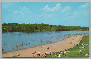 Bathing Beach And Lake Whitewater Memorial State Park, Indiana, Vtg PC