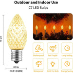 25 Pk C7 LED Replacement Holiday Light Bulbs Dimmable, E12 Base Sockets, W White