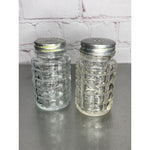 Vintage Clear Glass Salt & Pepper Shakers Waffle Design