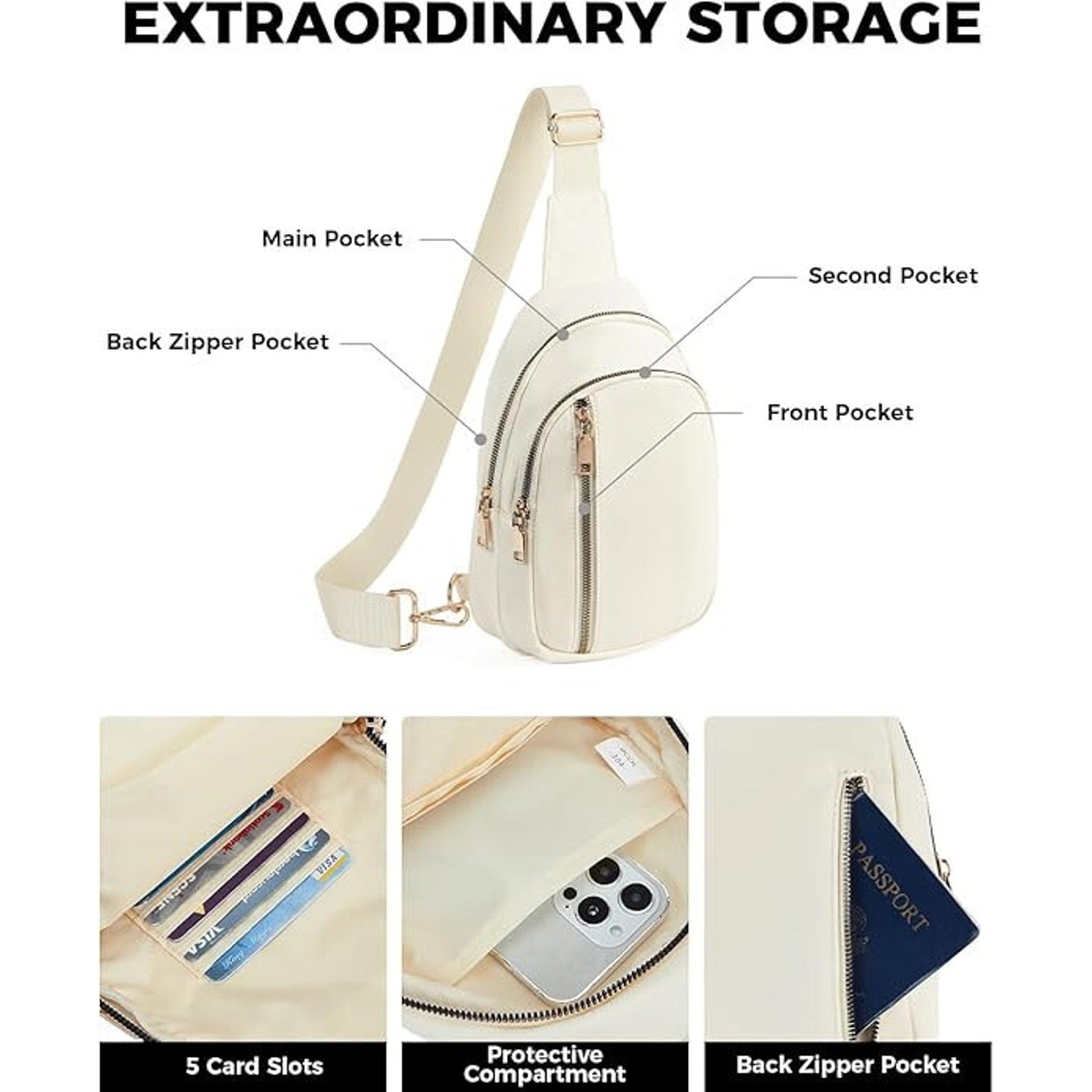 CHOLISS Large Sling Bag, Anti Theft Crossbody Bags w/Extended Strap, Nylon