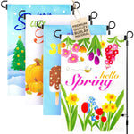 Set of 4 Seasonal Garden Flags Indoor/Outdoor-Summer, Autumn, Winter & Spring Decoration - 12.5" x 18" Double-Sided Garden Flag