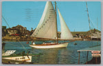 Sail's Set For An Ocean Outing, Cape Cod, Massachusetts, Vintage Post Card.
