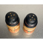 Vintage Wood Men Bowler Hat Salt & Pepper Shakers Mini