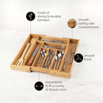 Expandable Bamboo Kitchen Drawer Organizer - Adjusts to Fit, Durable Bamboo